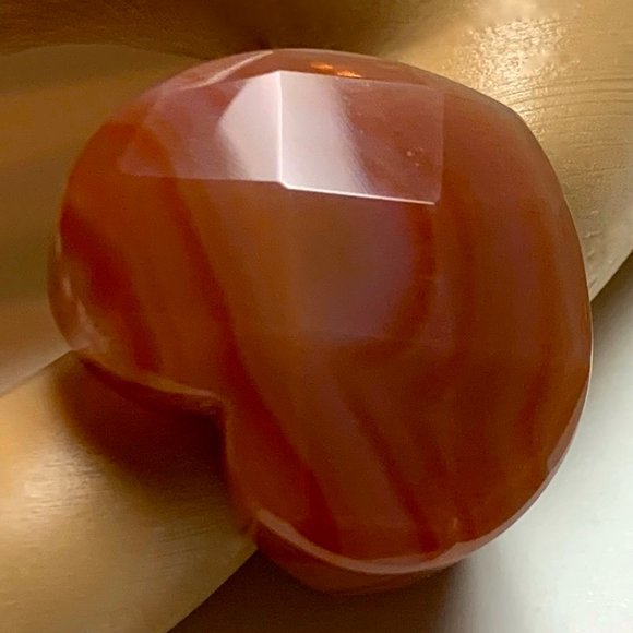 Banded Agate Faceted Heart-Shape Ring Sz 10 - Picture 2 of 8